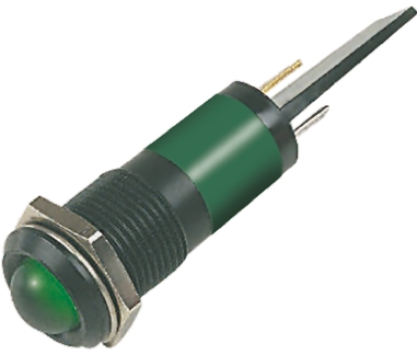 RS PRO Green Panel Mount Indicator, 110V ac, 14mm Mounting Hole Size, Solder Tab Termination, IP67