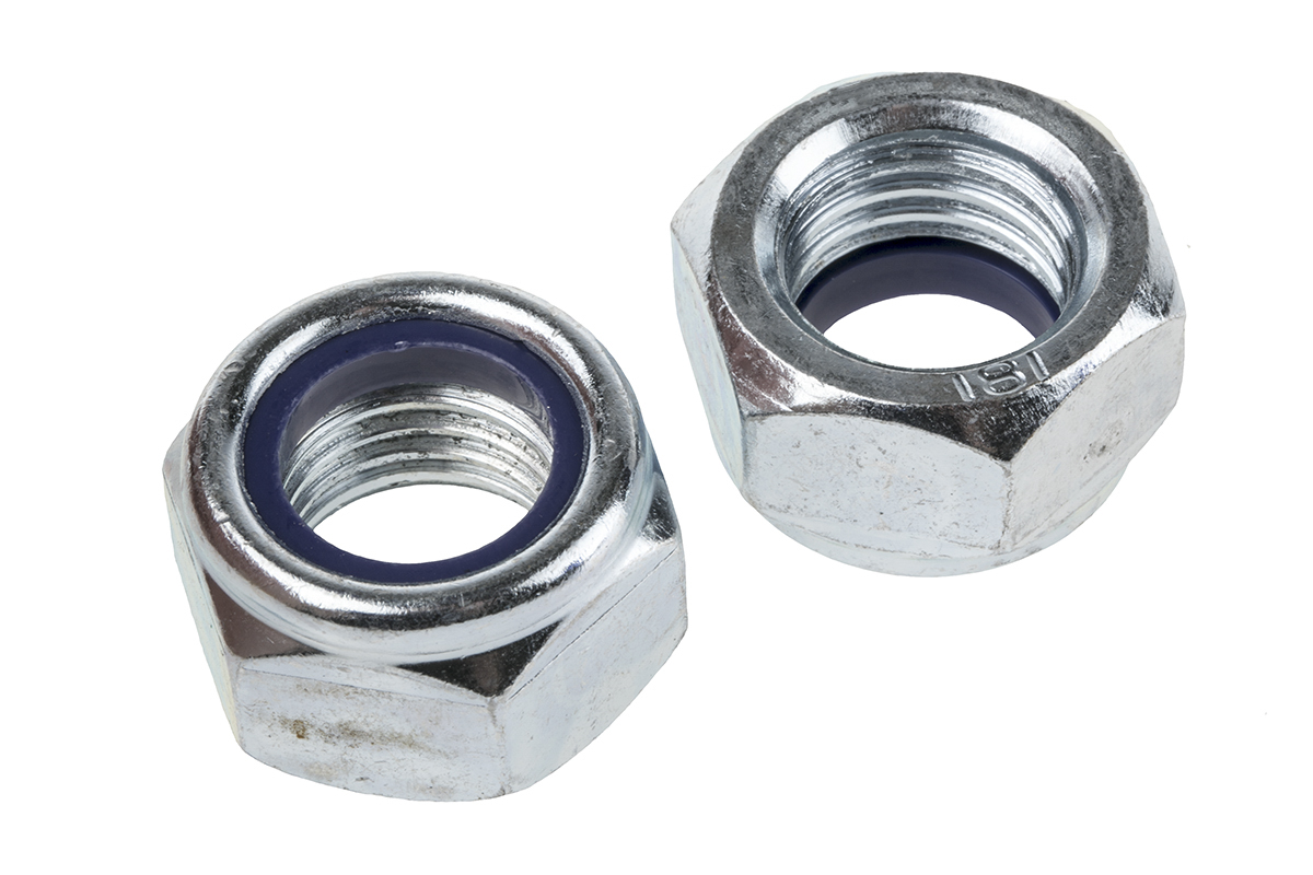 RS PRO, Bright Zinc Plated Steel Lock Nut, DIN 985, M20