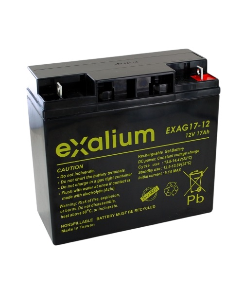 Exalium 12V M5 Lead Acid Battery, 17Ah