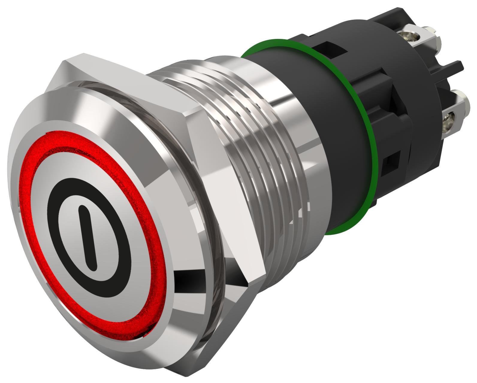 EAO 82 Series Illuminated Illuminated Push Button Switch, Latching, Panel Mount, 19mm Cutout, SPDT, Red LED, 240V,