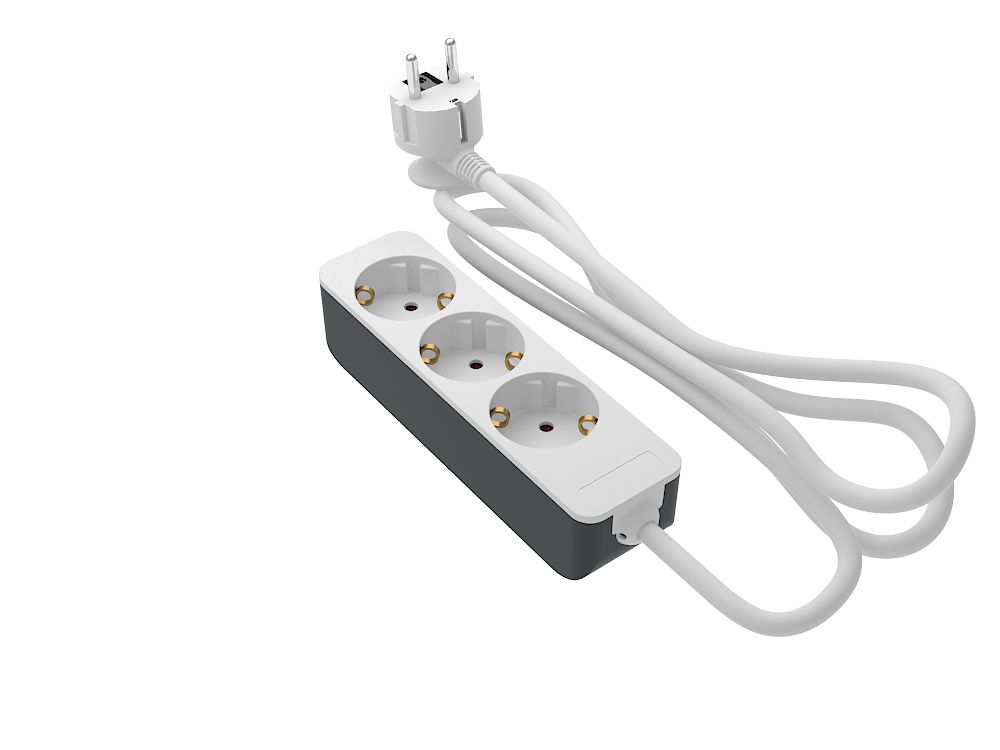 RS PRO 1.5m 3 Socket Type F - German Schuko Socket, 250 V, IP20