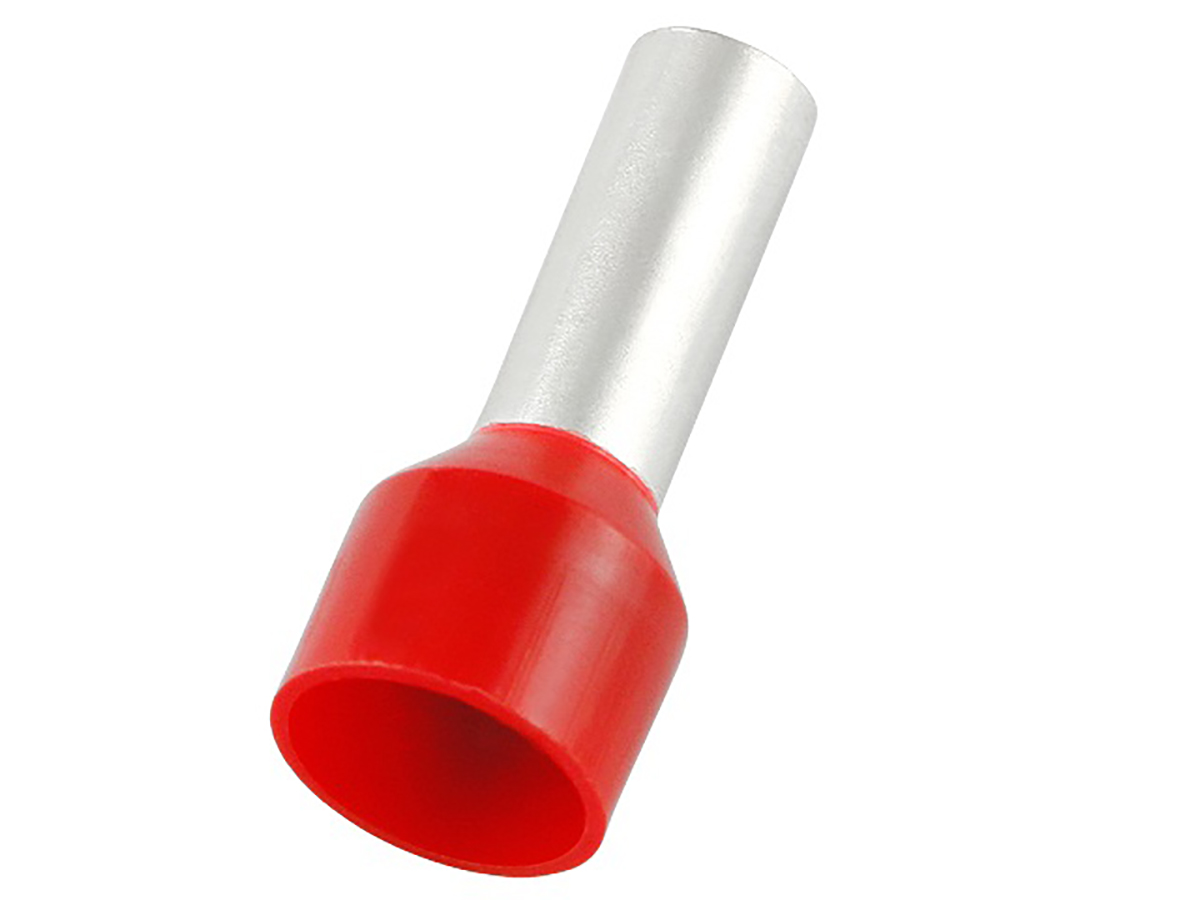 RS PRO Insulated Crimp Bootlace Ferrule, 18mm Pin Length, 4.5mm Pin Diameter, 10mm² Wire Size, Red
