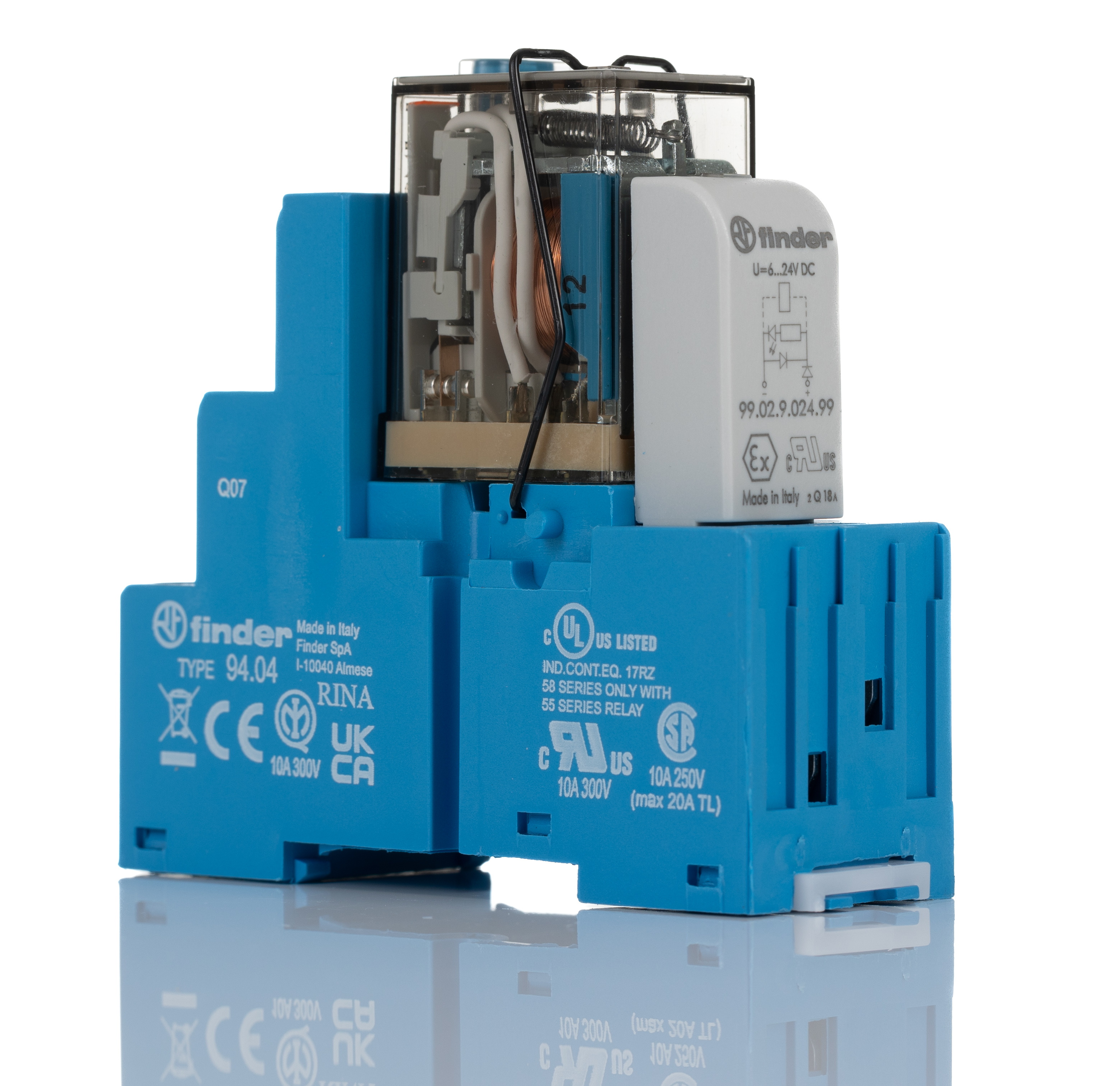 Finder 58 Series Interface Relay, DIN Rail Mount, 12V dc Coil, 4PDT, 4-Pole, 7A Load