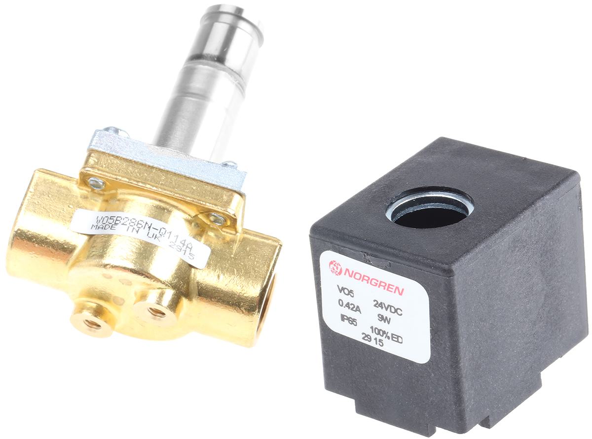 Norgren 2/2 Pneumatic Solenoid Valve - Solenoid/Spring G 1/4 V05 Series 24V dc
