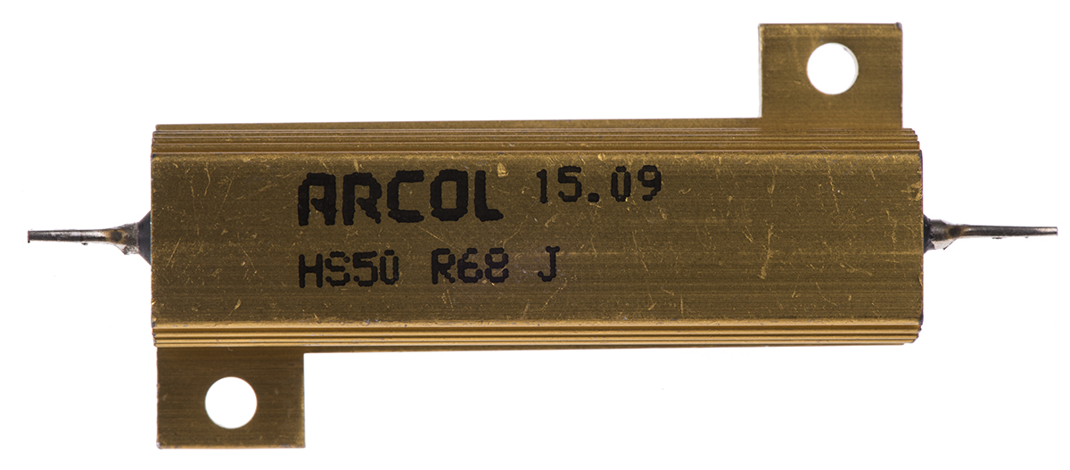 Arcol, 680mΩ 50W Wire Wound Chassis Mount Resistor HS50 R68 J ±5%