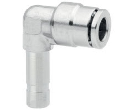 Norgren PNEUFIT 10 Series Elbow Fitting, Push In 4 mm to Push In 4 mm, Tube-to-Tube Connection Style, 10043