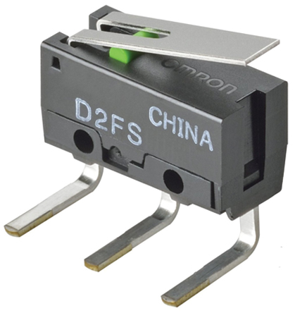 Omron Hinge Lever Micro Switch, Left Angle PCB Terminal, 100 mA @ 5 V dc, SPST, IP40