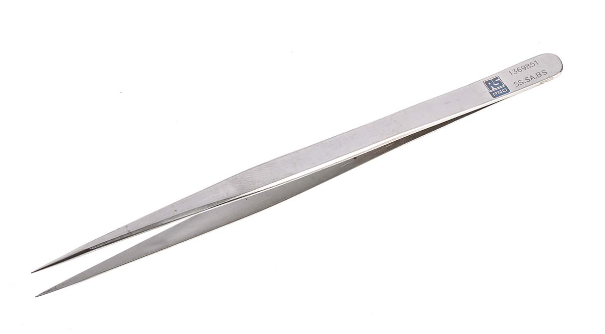 RS PRO 140 mm, Stainless Steel, Tweezers