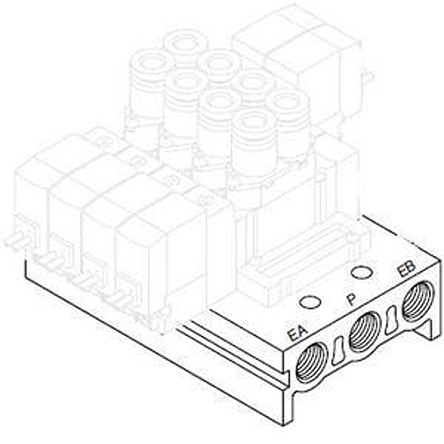 SMC SY5000 series 5 station One-Touch Fitting 6 mm Manifold for use with 5 Port Solenoid Valve