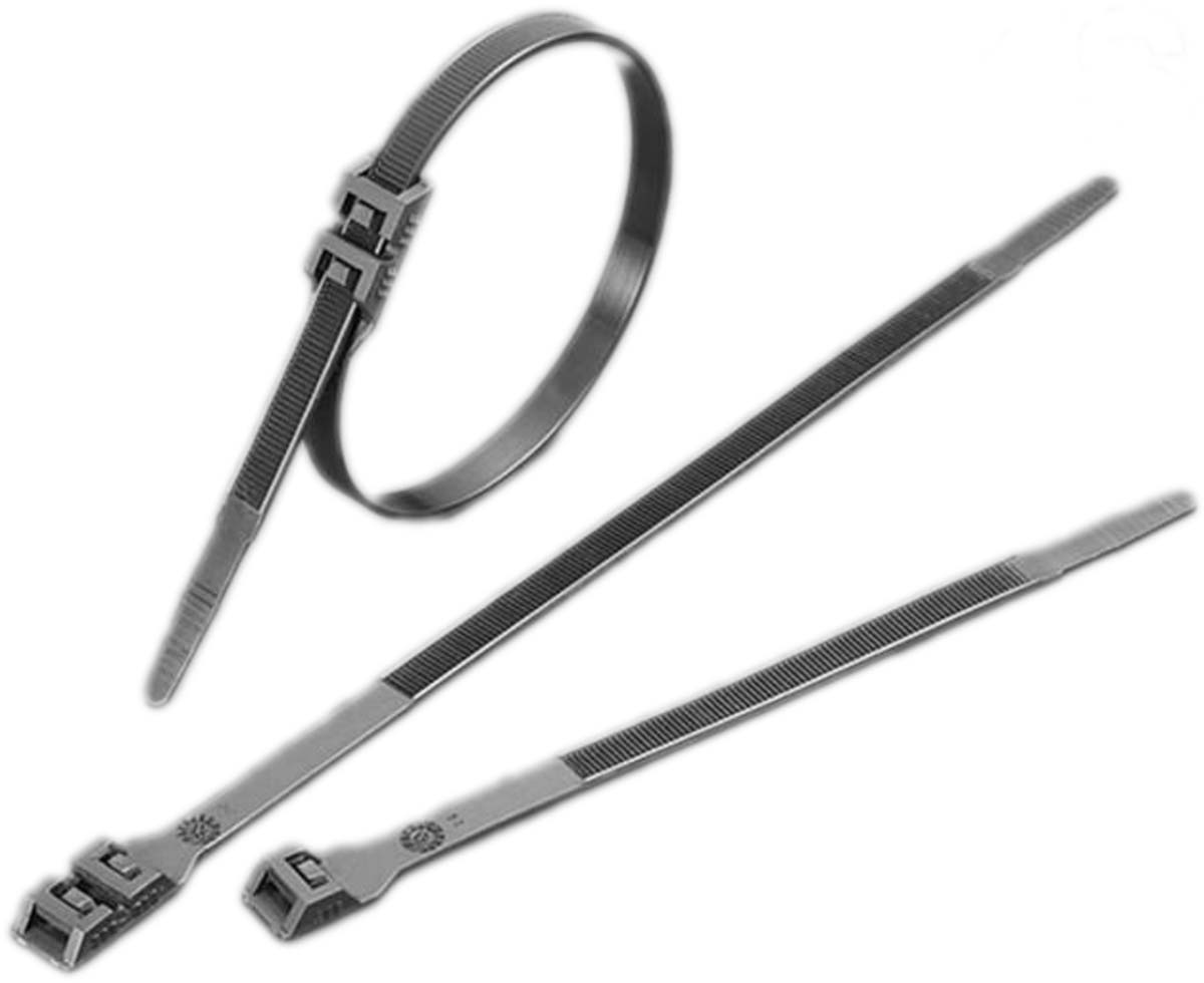 RS PRO Cable Tie, Double Locking, 510mm x 9 mm, Black Nylon, Pk-100