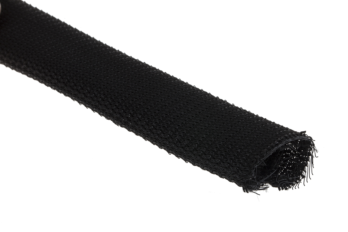 RS PRO Braided PET Black Cable Sleeve, 14mm Diameter, 3m Length