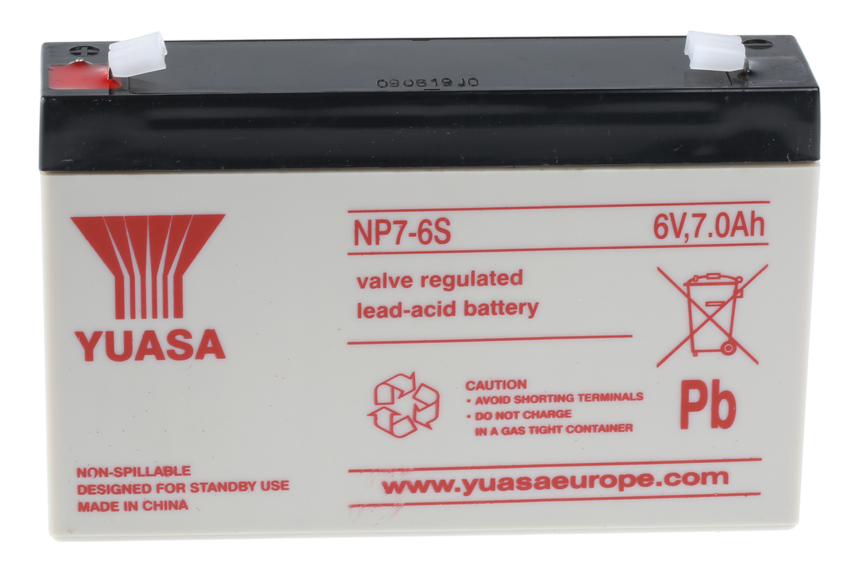 Yuasa 6V Faston 4.8mm Sealed Lead Acid Battery, 7Ah