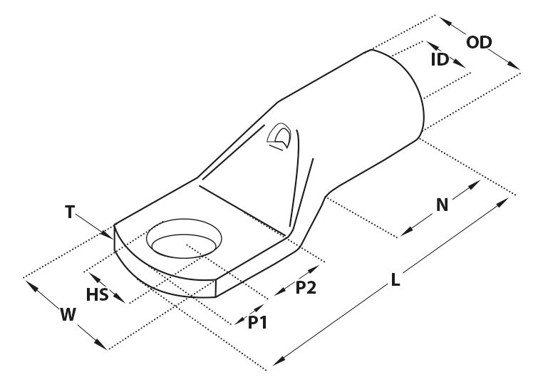 NEMIQ Uninsulated Crimp Terminal, M8 Stud Size