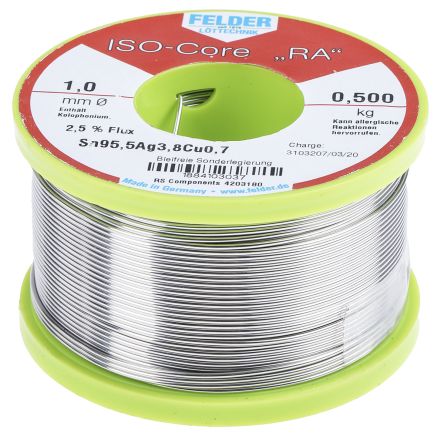 Felder Lottechnik Wire, 1mm Lead Free Solder, 217°C Melting Point