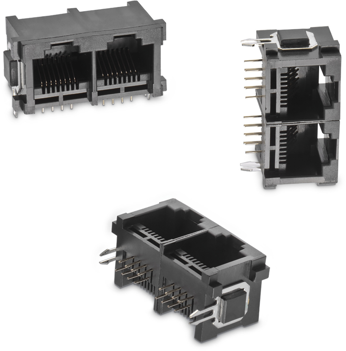 Wurth Elektronik WR-MJ Series Female RJ45 Connector, PCB Mount, Nickel Plated Brass Shield Horizontal 3 Port 8 -Way