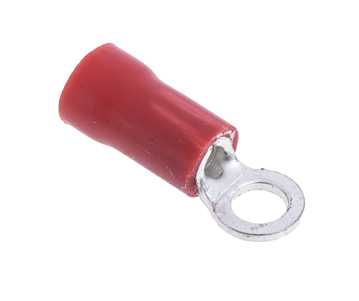 RS PRO Insulated Ring Terminal, M3 Stud Size, 0.5mm² to 1.5mm² Wire Size, Red