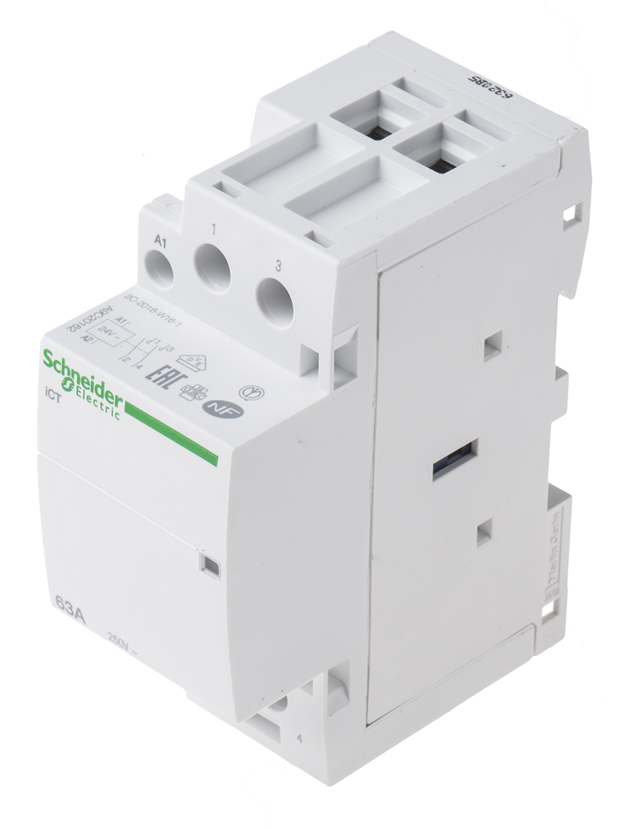 Schneider Electric Acti9 iCT iCT Contactor, 24 V ac Coil, 2-Pole, 63 A, 2NO, 250 V ac