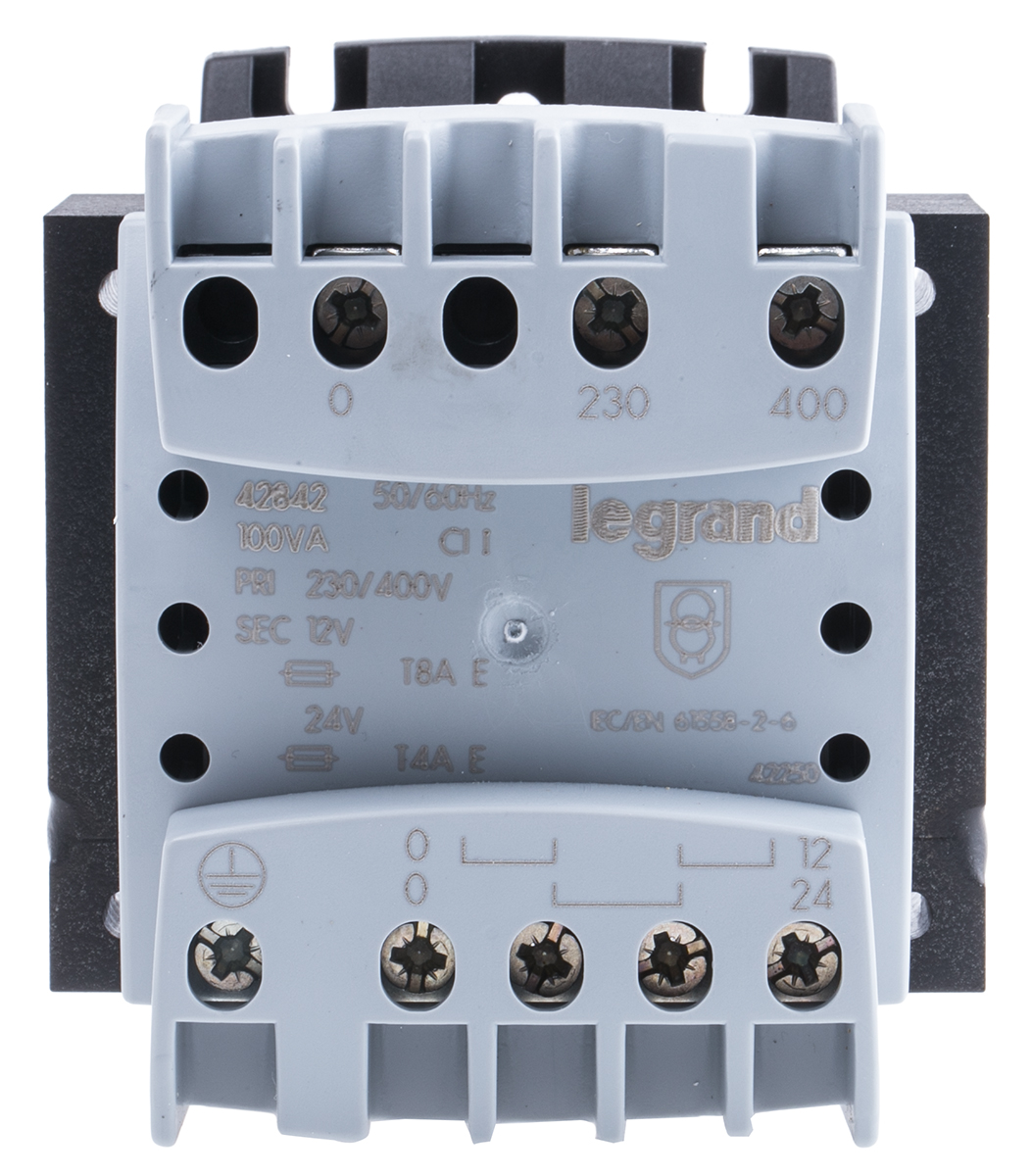 Legrand 100VA DIN Rail Transformer, 230 → 400V Primary, 12 → 24V Secondary