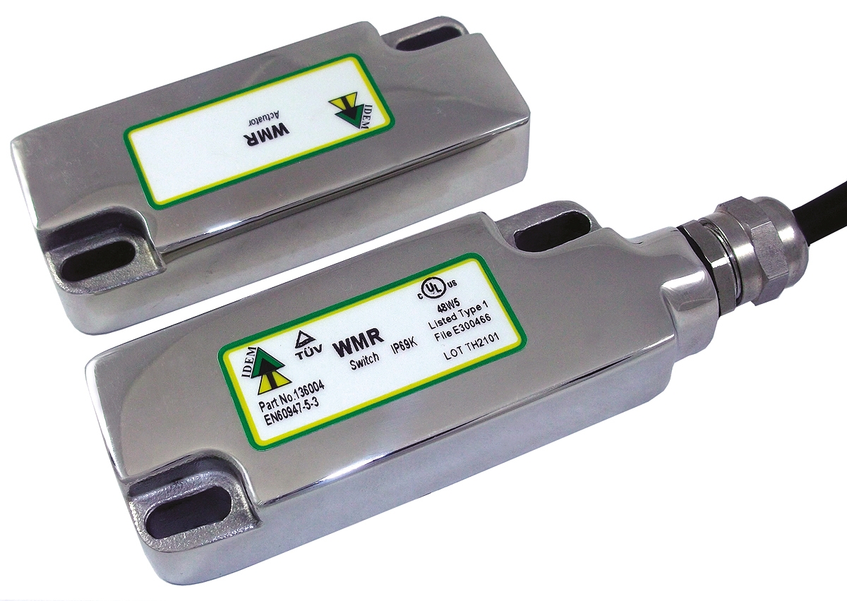 IDEM WMR Series Magnetic Non-Contact Safety Switch, 250V ac, 316 Stainless Steel Housing, 2NC, 2m Cable