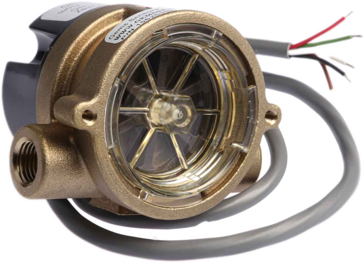 Gems Sensors RFS Series RotorFlow Electronic Flow Sensor for Liquid, 2 L/min Min, 20 L/min Max