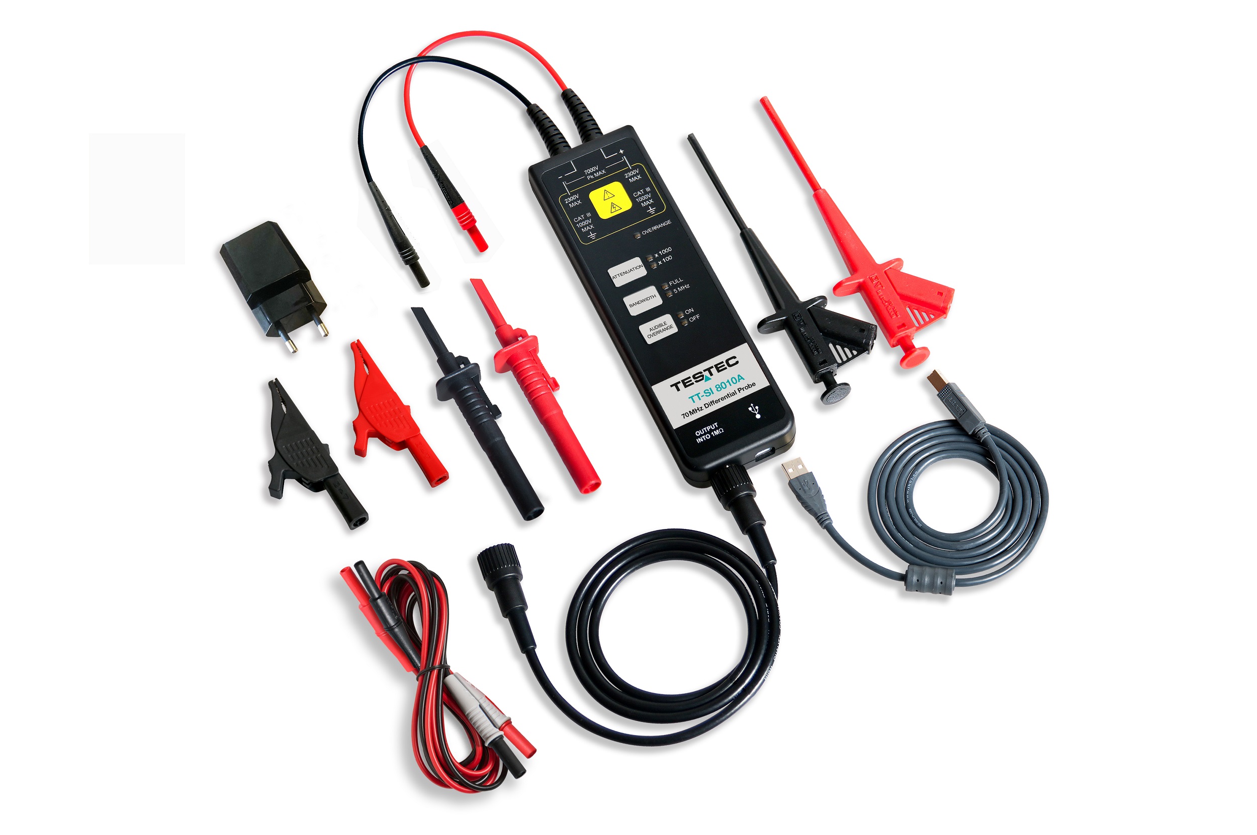Testec 8000 Series TT-SI 8010A Oscilloscope Probe, Differential Type, 70MHz, 1:100 / 1:1000dB, BNC Connector