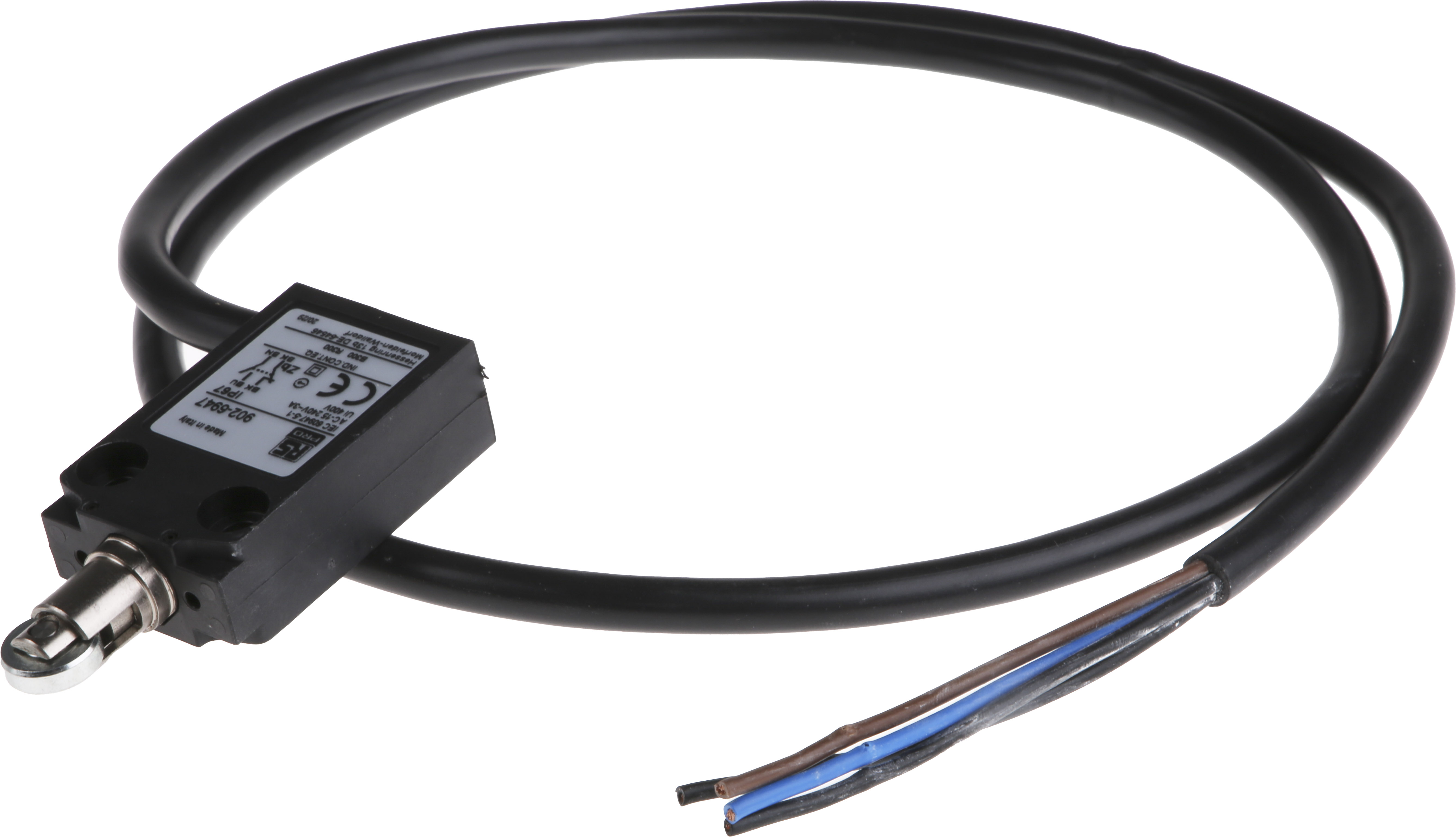 RS PRO Roller Plunger Limit Switch, NO/NC, IP67, DPST, Thermoplastic Housing, 240V ac Max, 5A Max