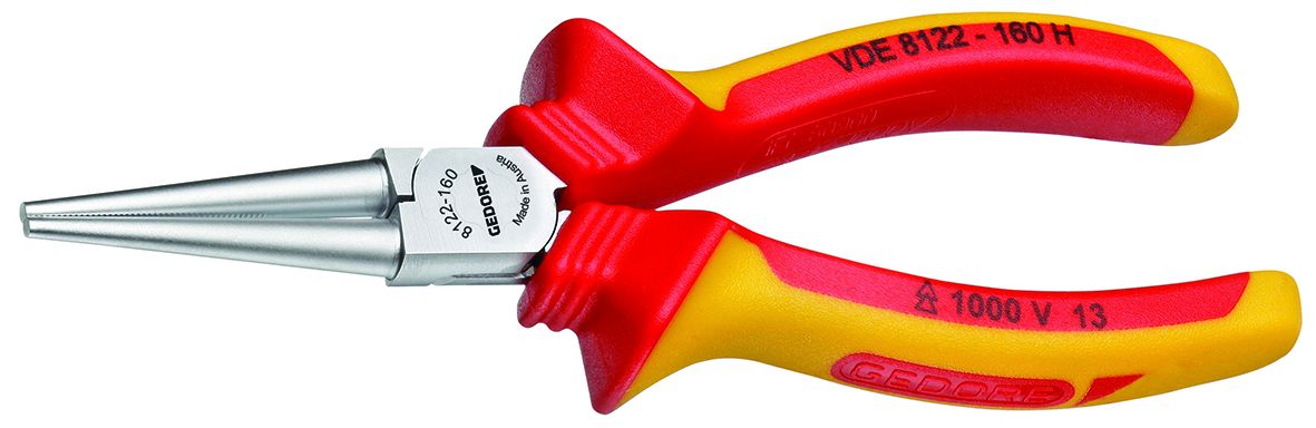 Gedore Round Nose Pliers, 160 mm Overall, 48mm Jaw