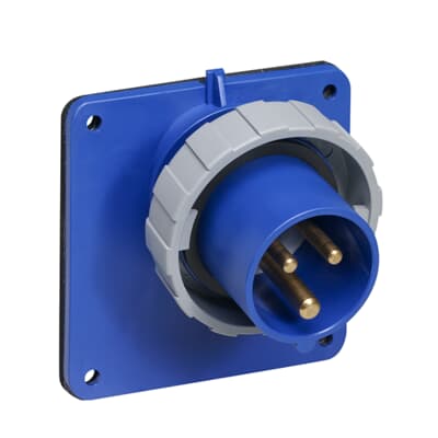 Amphenol Industrial, 2CMA1 IP67, IP69 Blue Panel Mount 2P+E Angled Industrial Power Plug, Rated At 16A, 250 V