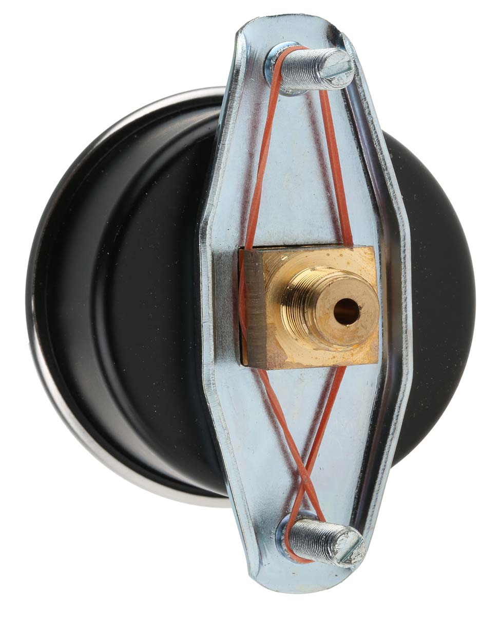 RS PRO G 1/8 Analogue Pressure Gauge 10bar Back Entry 50mm Outside Diameter, UKAS