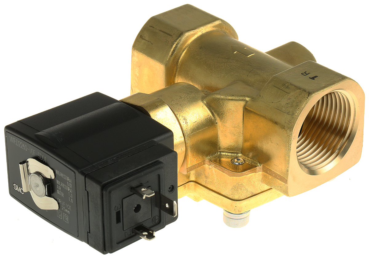 SMC Solenoid Valve VXED2260-10F-5DO1, 2 Port, NC, 24 V dc 1 in