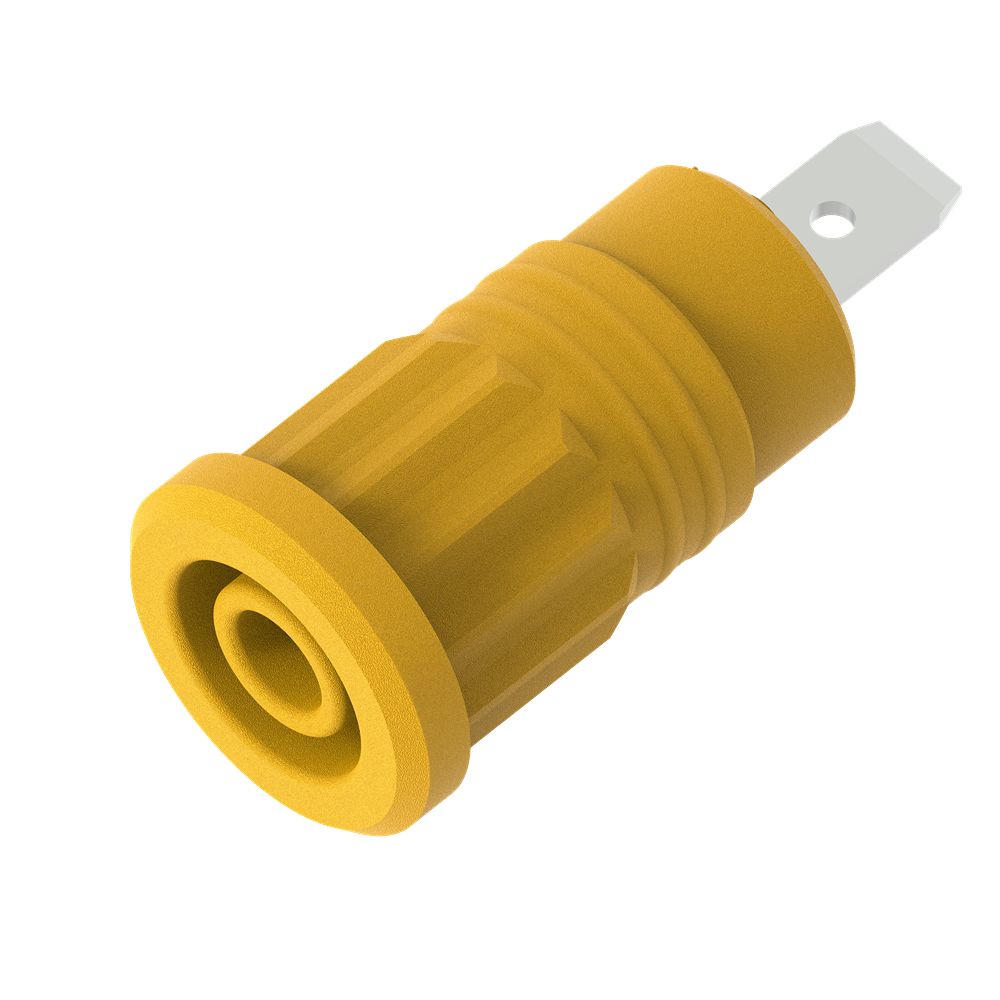 Electro PJP Yellow Female Banana Socket, 4 mm Connector, Press Fit Termination, 36A, 1kV, Nickel Plating