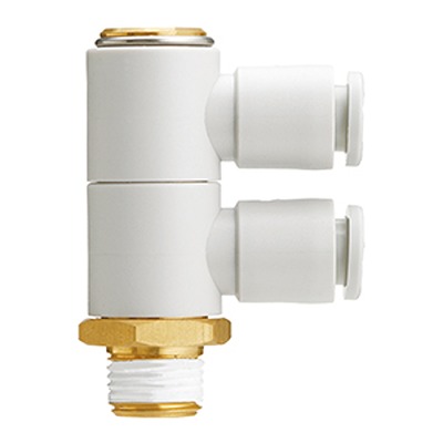 SMC KQ2 Series Double Universal Male Elbow, 12 mm to R 1/2 Male, Threaded-to-Tube Connection Style, KQ2VD12-04AS