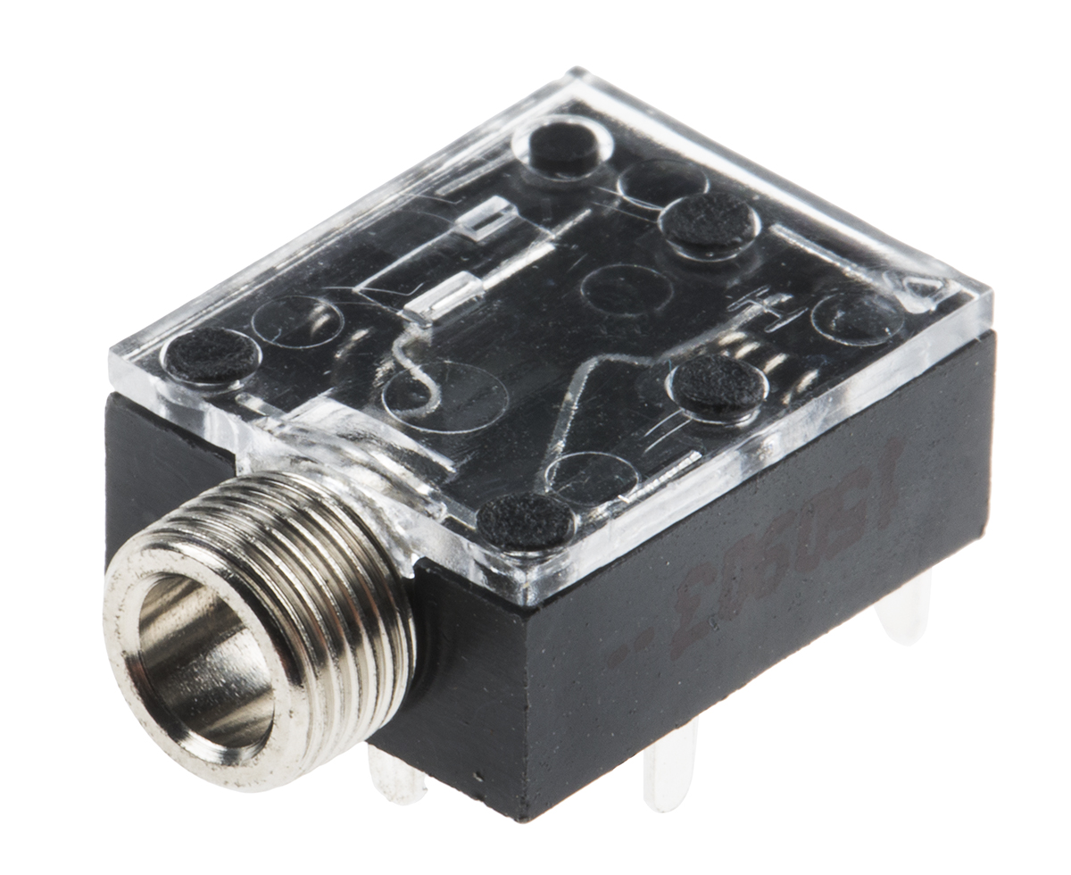 RS PRO Jack Connector 3.5 mm PCB Mount Stereo Socket, 3Pole