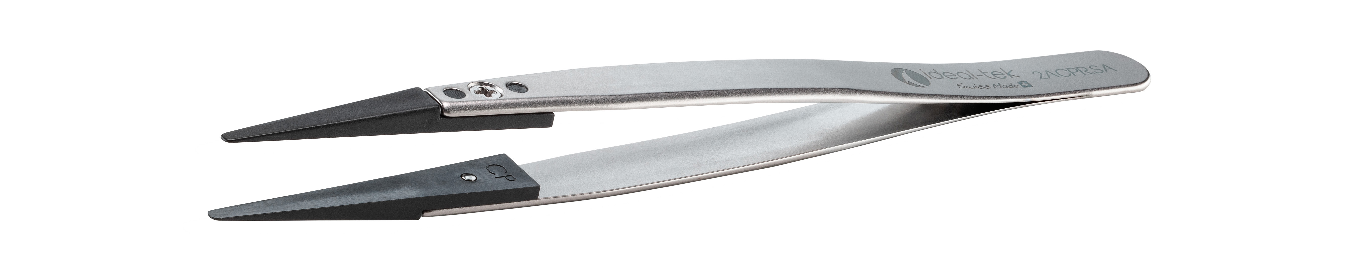 ideal-tek 130 mm, PEEK (Tip), Stainless Steel (Body), Flat; Rounded, ESD Tweezers