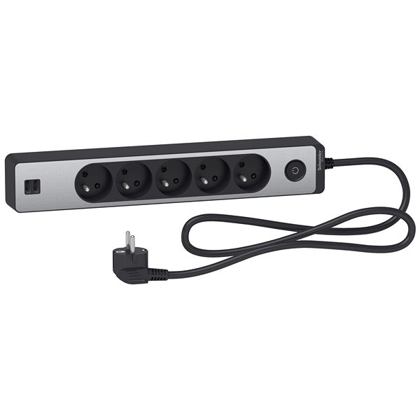 Schneider Electric 1.5m 5 Socket USB A Extension Lead Open Reel, 250 V, IP44