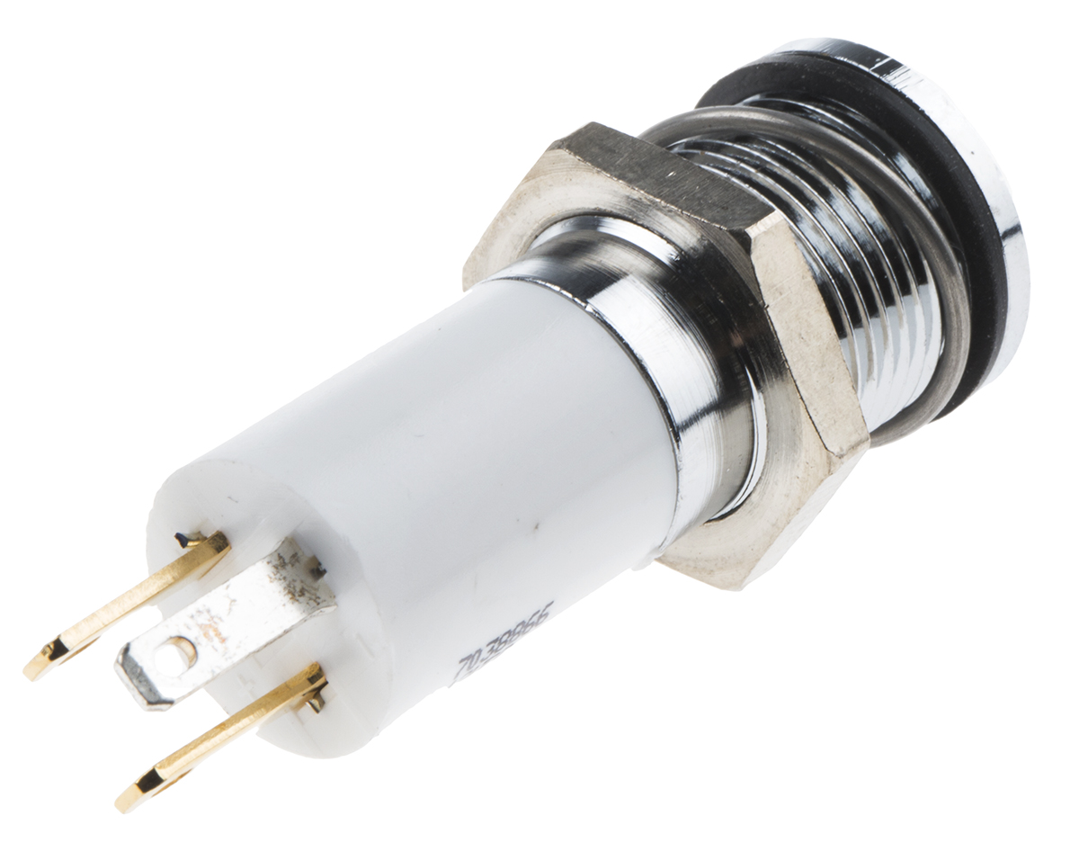 RS PRO Panel Mount Indicator, 12V dc, 14mm Mounting Hole Size, Solder Tab Termination, IP67