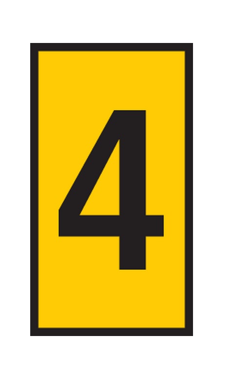 HellermannTyton WIC Snap On Clip On Cable Marker, Yellow, Pre-printed "4", 4.3 → 5.3mm Cable, 561-03644