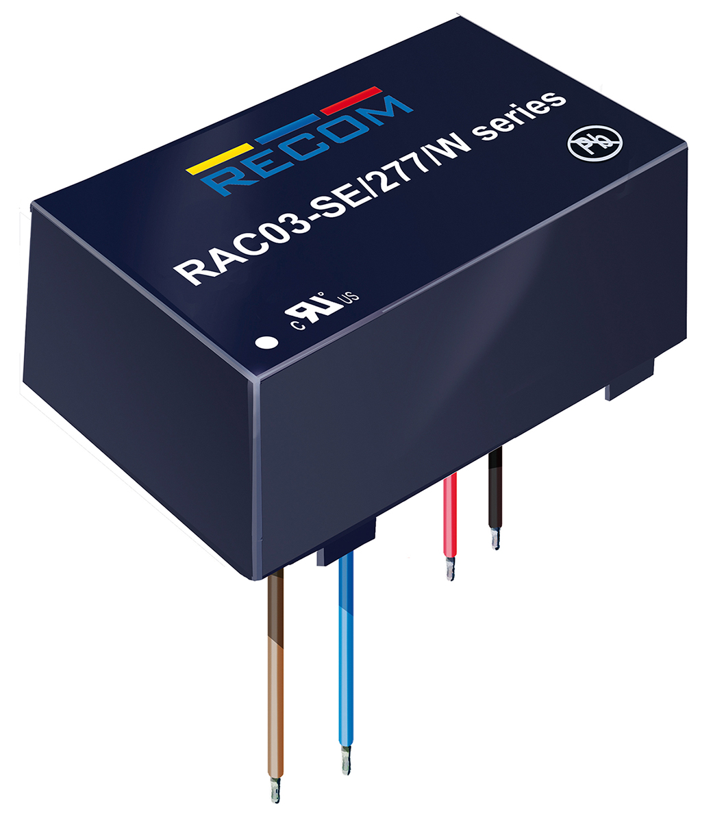 Recom Switching Power Supply, RAC03-3.3SE/277/W, 3.3V dc, 900mA, 3W, 1 Output, 120 → 430 V dc, 85 → 305 V