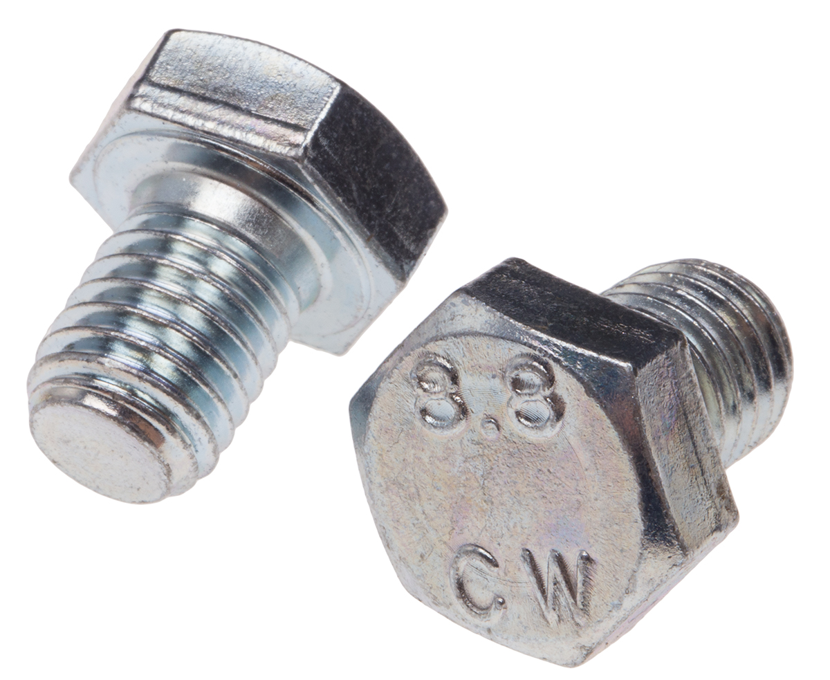 RS PRO Bright Zinc Plated Steel, Hex Bolt, M12 x 16mm
