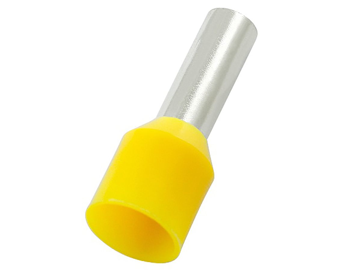 RS PRO Insulated Crimp Bootlace Ferrule, 18mm Pin Length, 3.5mm Pin Diameter, 6mm² Wire Size, Yellow