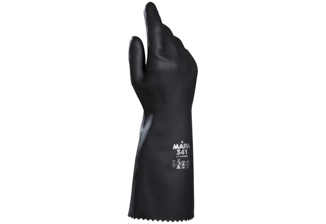 Mapa ULTRANEO 341 Black Natural Latex, Polychloroprene Work Gloves, Size 9