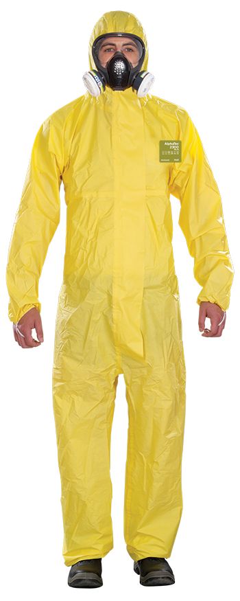 Ansell YY23T-00132-04 Yellow Anti-Static Polyethylene, Polypropylene Protective Hood, Resistant to Aerosols, Liquids,