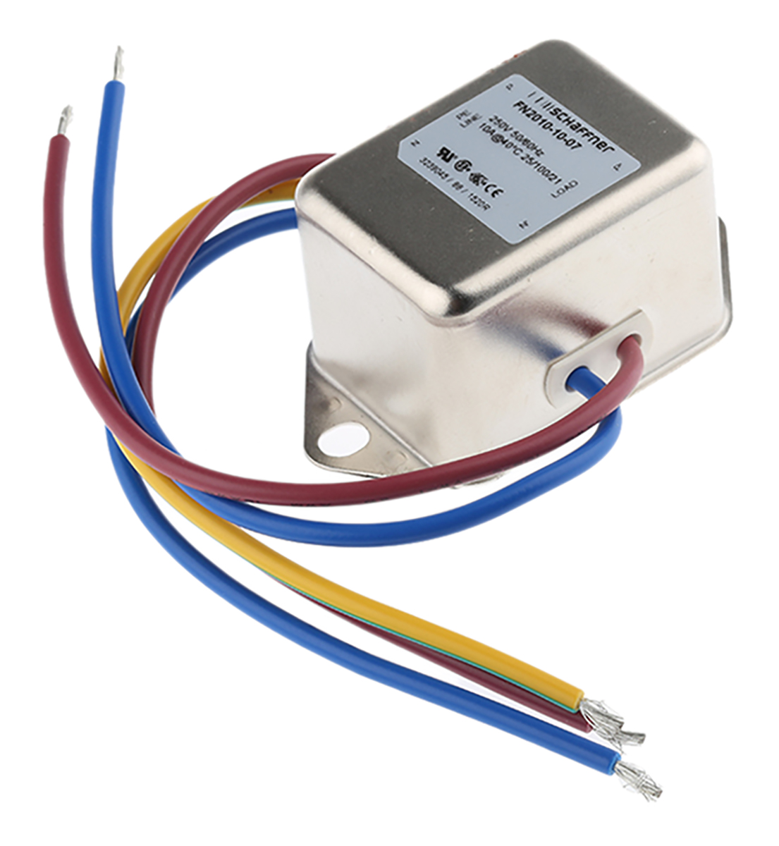 Schaffner, FN2010 10A 250 V ac/dc 0 → 400Hz, Chassis Mount EMI Filter, Wire Lead, Single Phase