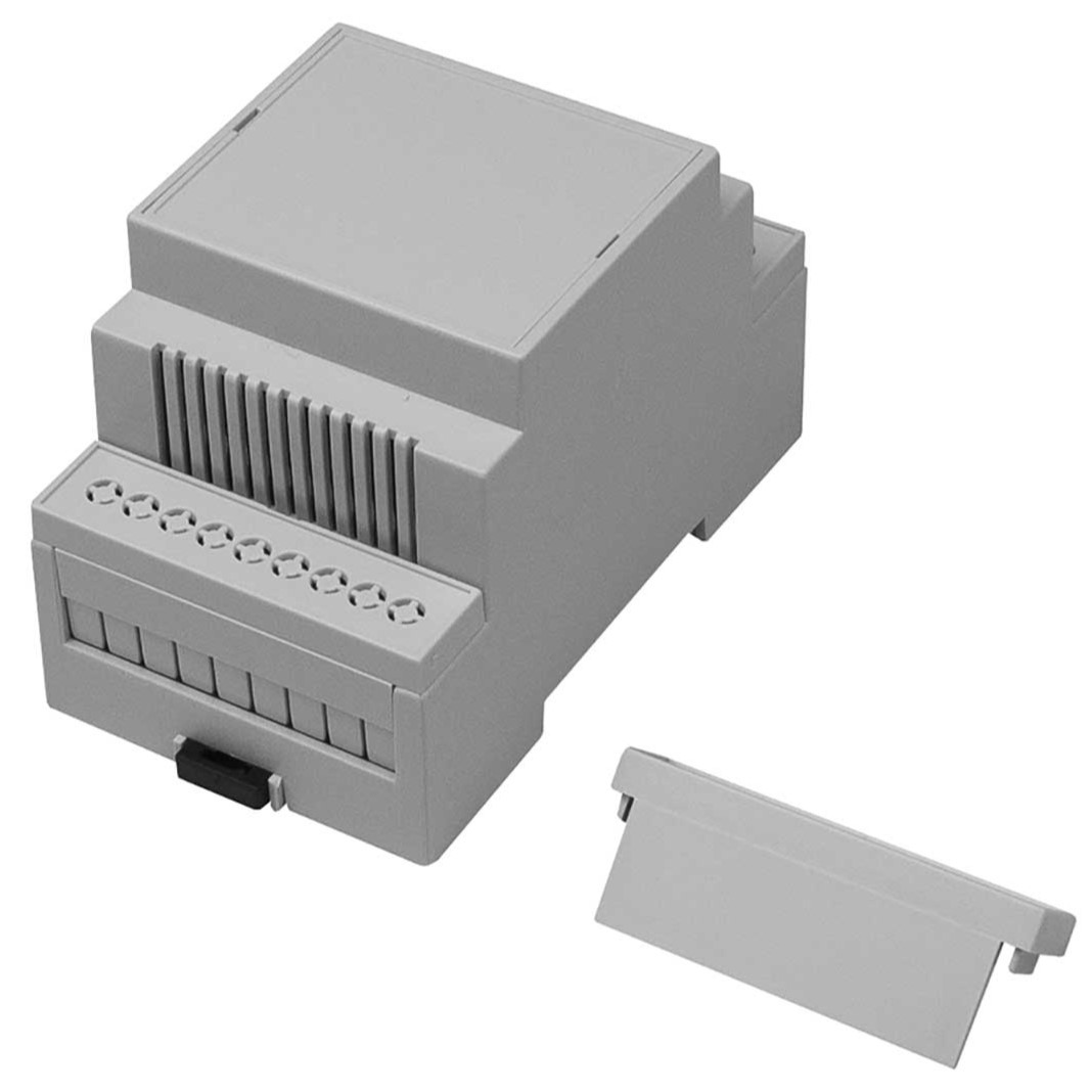 RS PRO Open Top, Vented Sides Enclosure Type, 53.4 x 90 x 58mm, Polycarbonate DIN Rail Enclosure Kit