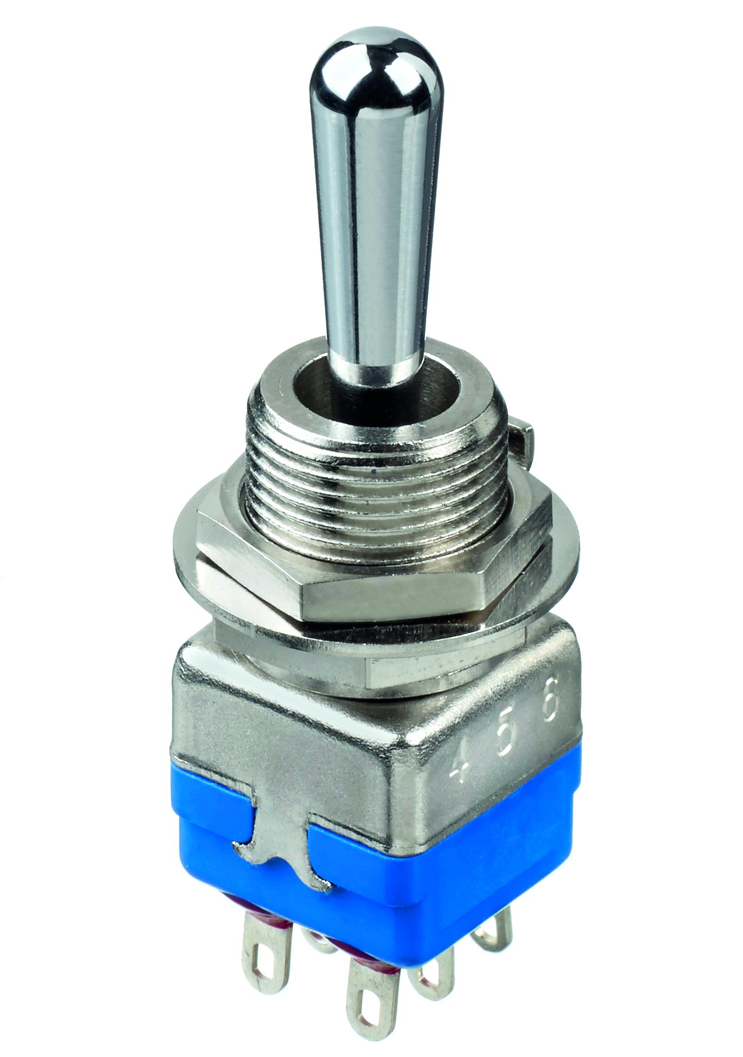 APEM Toggle Switch, Panel Mount, Momentary-On-Momentary, DPST, Solder Lug Terminal, 30V dc