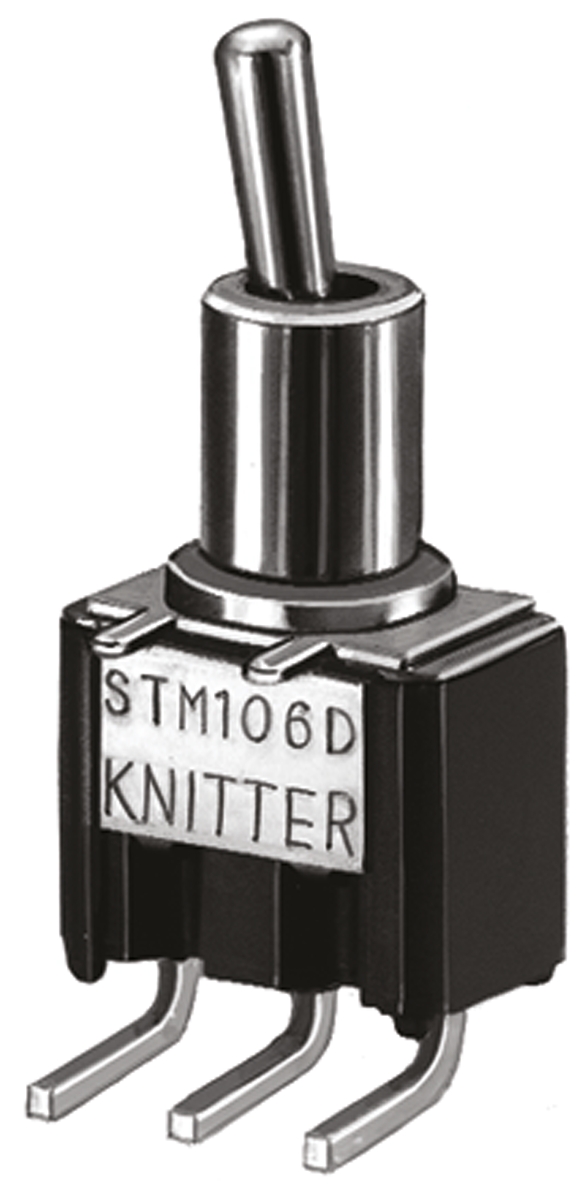 KNITTER-SWITCH Toggle Switch, PCB Mount, (On)-Off-(On), SPDT, Through Hole Terminal