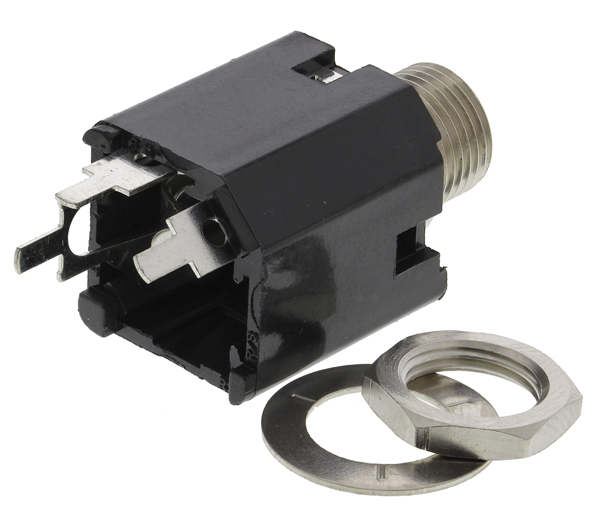 Switchcraft Jack Connector 6.35 mm Through Hole Mono Socket, 2Pole