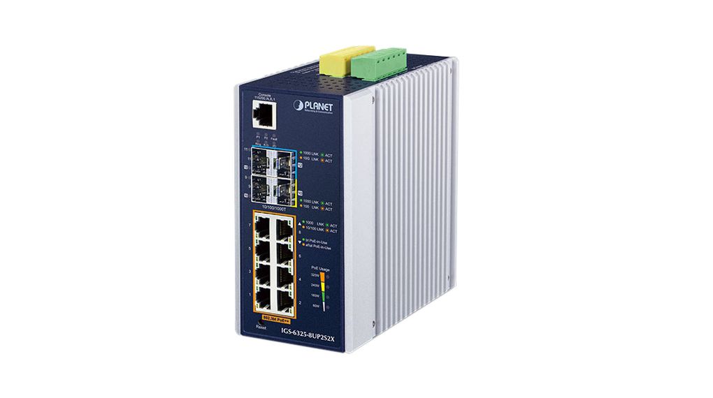 Planet IGS-6325-8UP2S2X, Managed 12 Port Industrial Ethernet Switch With PoE