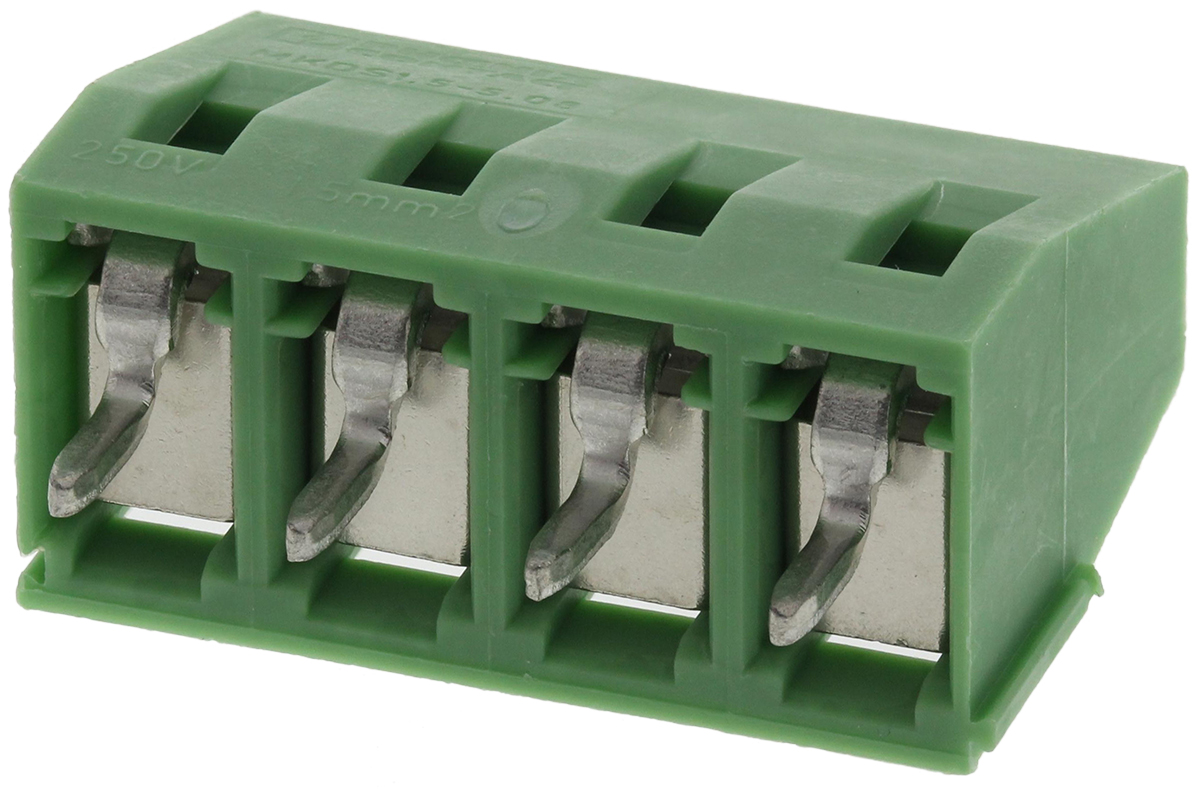 Phoenix Contact MKDS 1.5/4-5.08 Series PCB Terminal Block, 4-Contact, 5.08mm Pitch, Wave Soldering, 1-Row, Screw