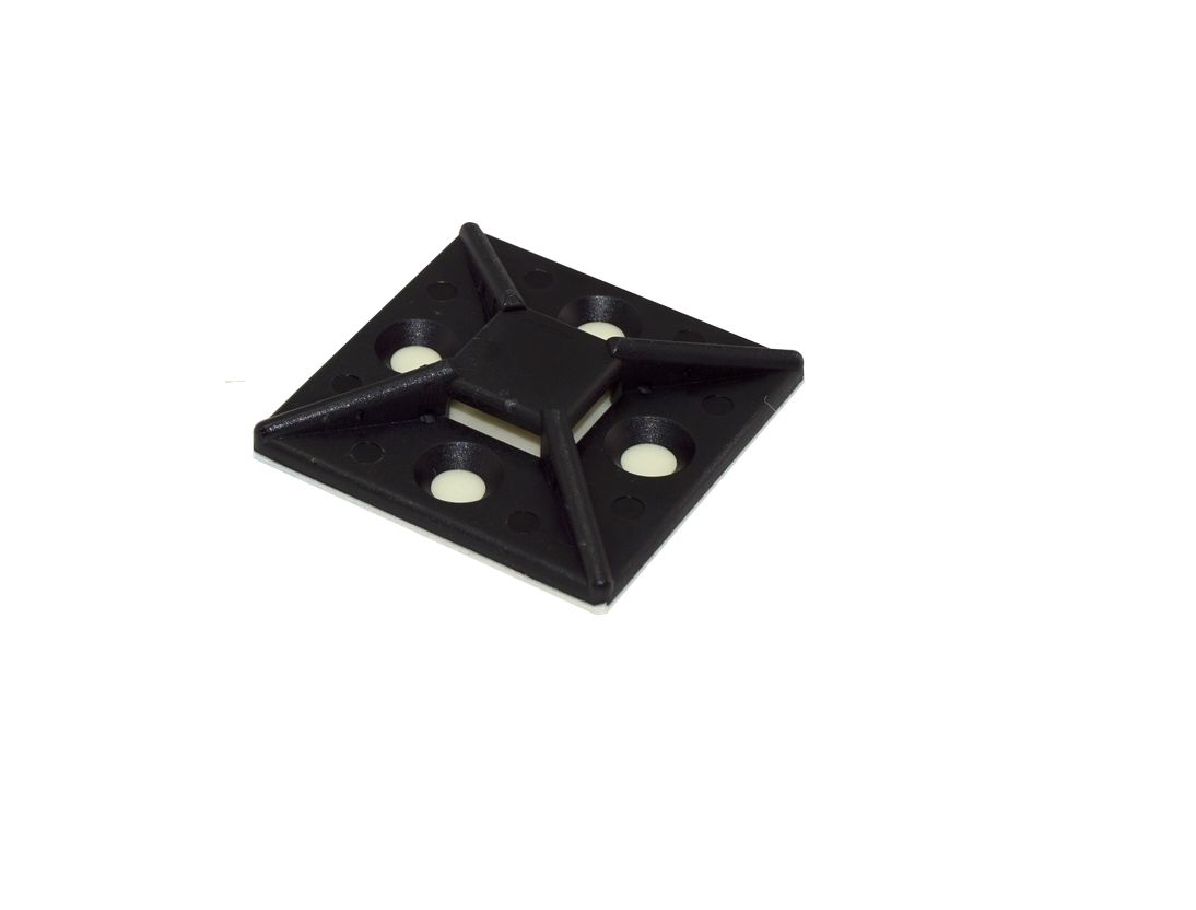 RS PRO Self Adhesive Black Cable Tie Mount 38.5 mm x 38.5mm, 10.2mm Max. Cable Tie Width
